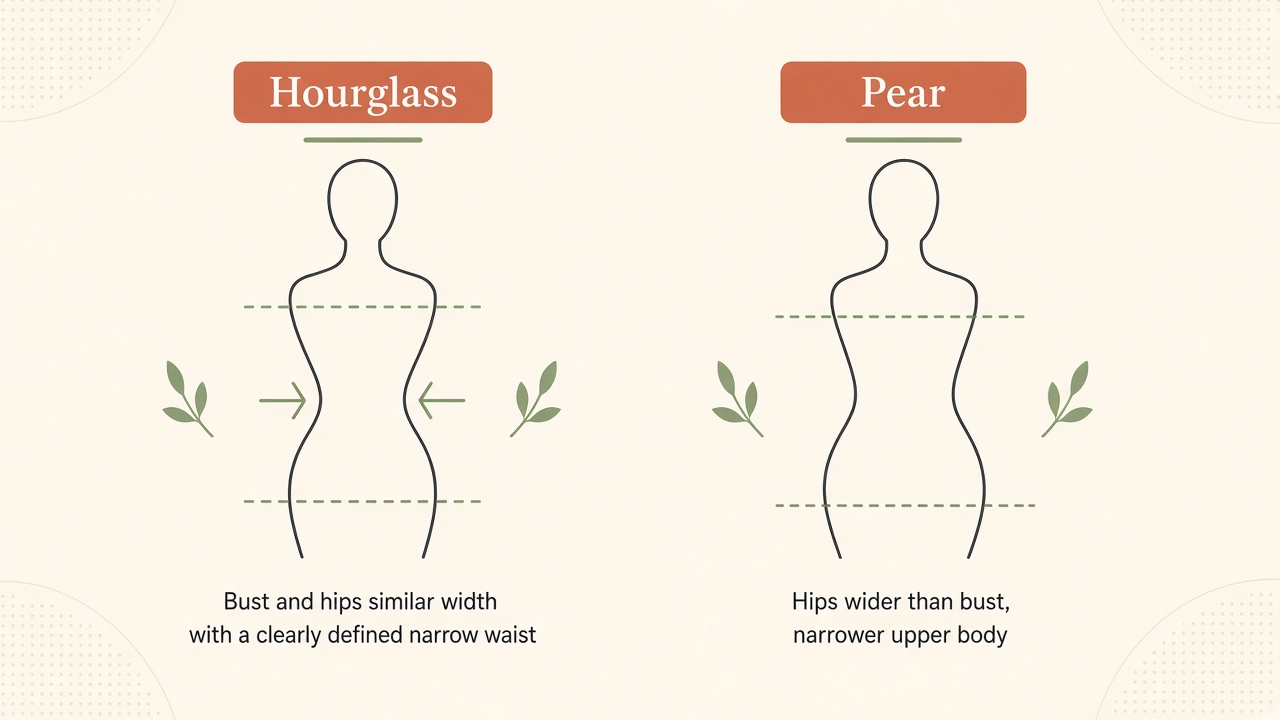 Two neutral figure outlines comparing an hourglass shape and a pear shape